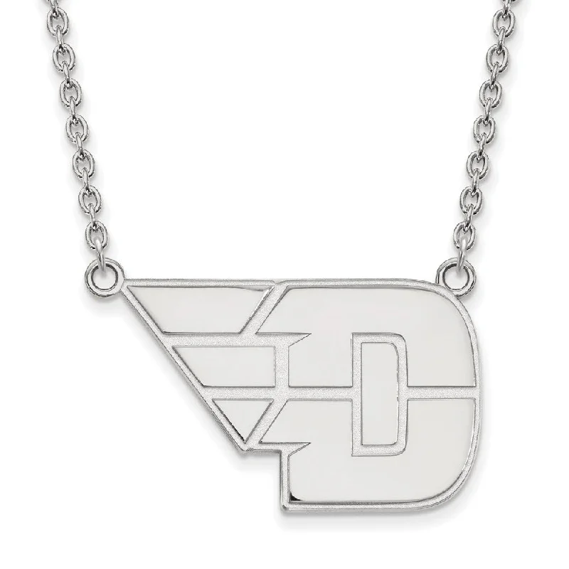 Layered Necklace for Trendy Looks-Sterling Silver U of Dayton Large Pendant Necklace