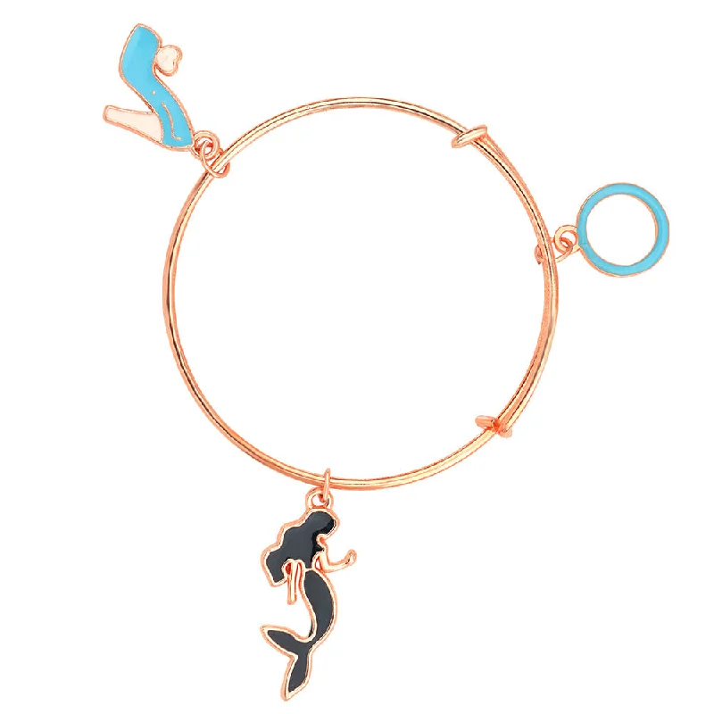 Ethnic Style Bangles for Traditional Wear-Mahi Sandal & Mermaid Shaped Rose Gold Plated Enamel Work Charms Bracelet for Girls (BRK1100847Z)