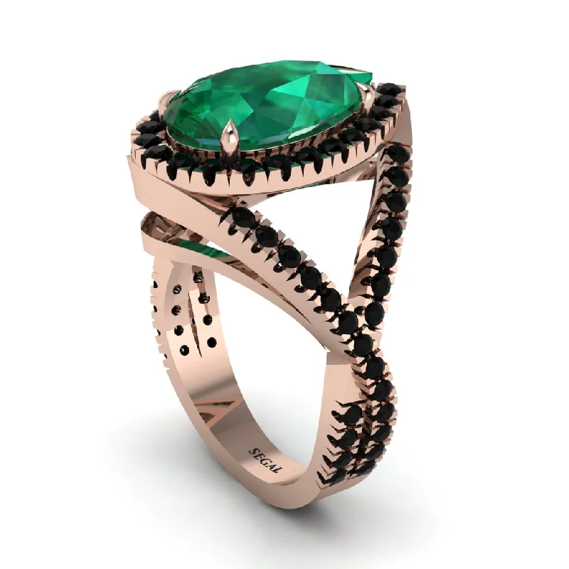 Luxury Wedding Ring for Men-Infinity Style Shank Halo Pear Emerald Engagement Ring - Janelle No. 35