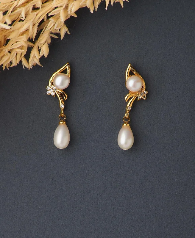 Unique Earrings for Every Day-Simple Real Pearl Hanging Earring