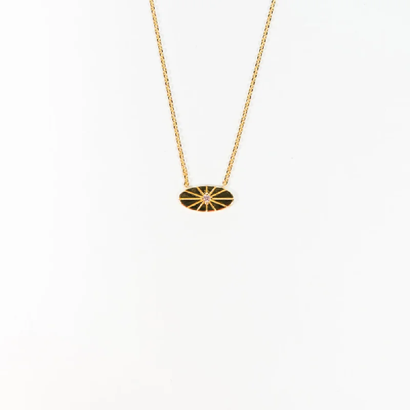 Chunky Necklace for Daytime Look-Gold Vermeil Indie Oblong Disc Necklace