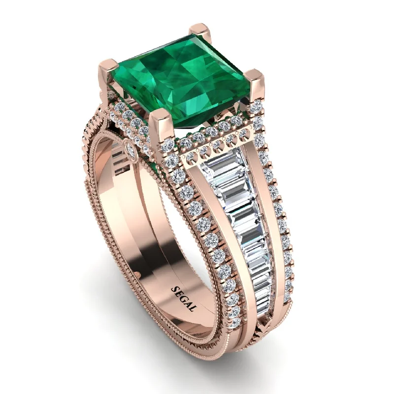 Handcrafted Wedding Ring for Couples-Princess Geometric Emerald Engagement Ring - Marilyn No. 5