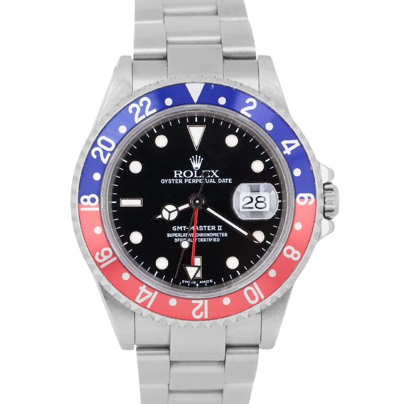 Smart Watches with Built-In GPS for Fitness-PAPERS Rolex GMT-Master II PEPSI Blue Red Stainless Steel 40mm 16710 Watch BOX