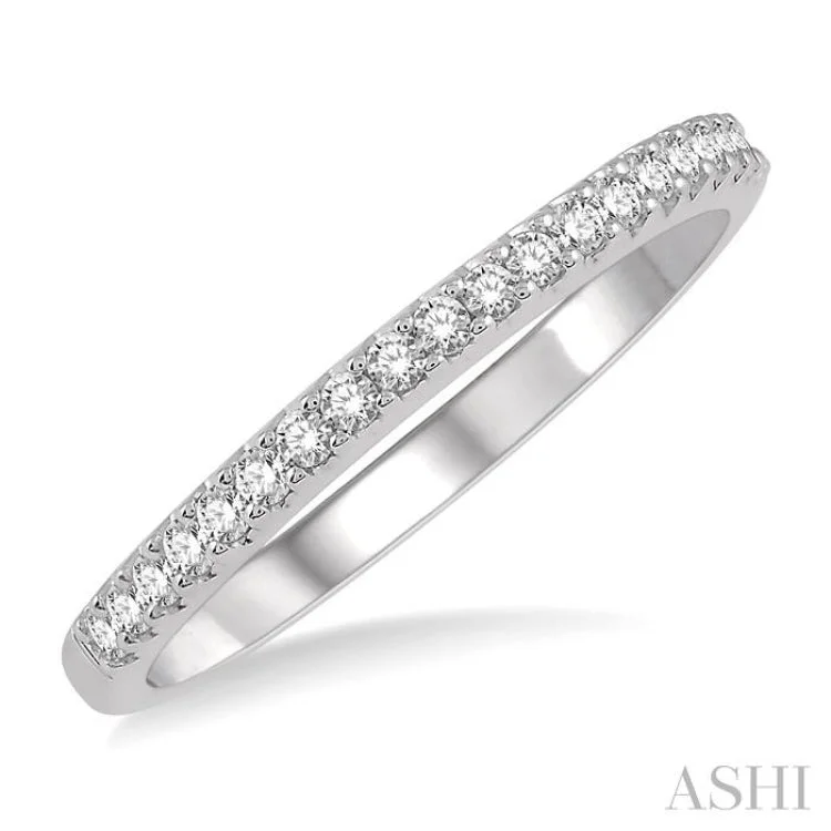 Modern Wedding Ring Set for Women-1/5 Ctw Round Cut Diamond Wedding Band in 14K White Gold