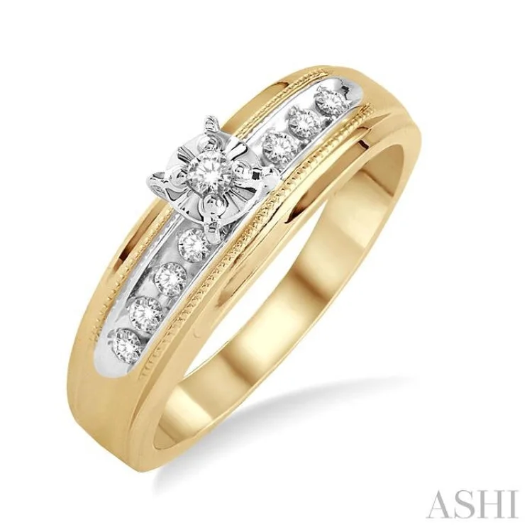 Fashionable Stackable Rings for Women-1/8 Ctw Round Cut Diamond Engagement Ring in 10K Yellow Gold