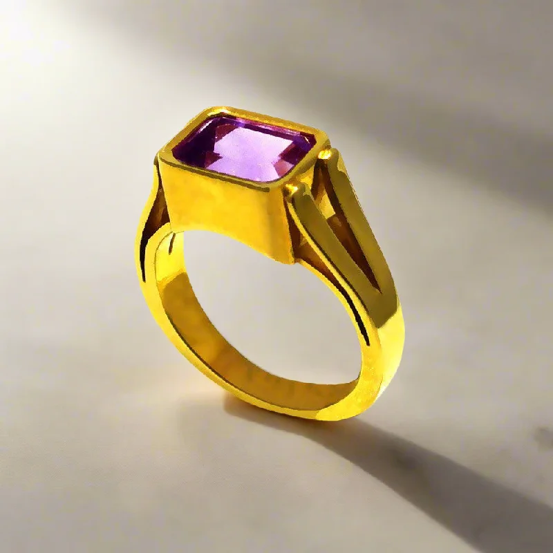 Rose Gold Engagement Ring-Ring in 18k Gold with Amethyst (B-46)