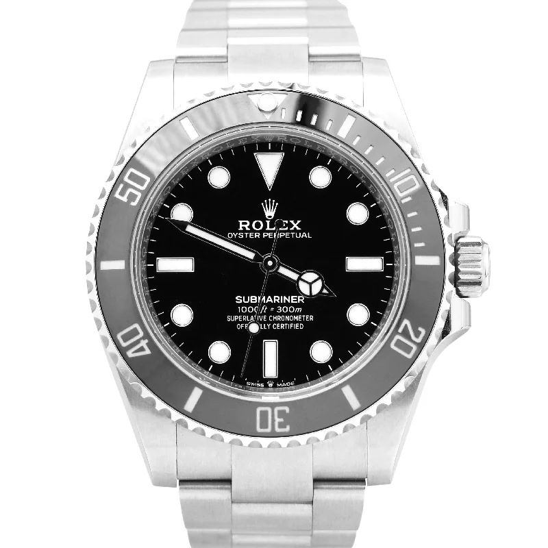 Stainless Steel Watches for Men with Date Function-NEW MARCH 2024 PAPERS Rolex Submariner 41mm No-Date Black Steel 124060 LN BOX