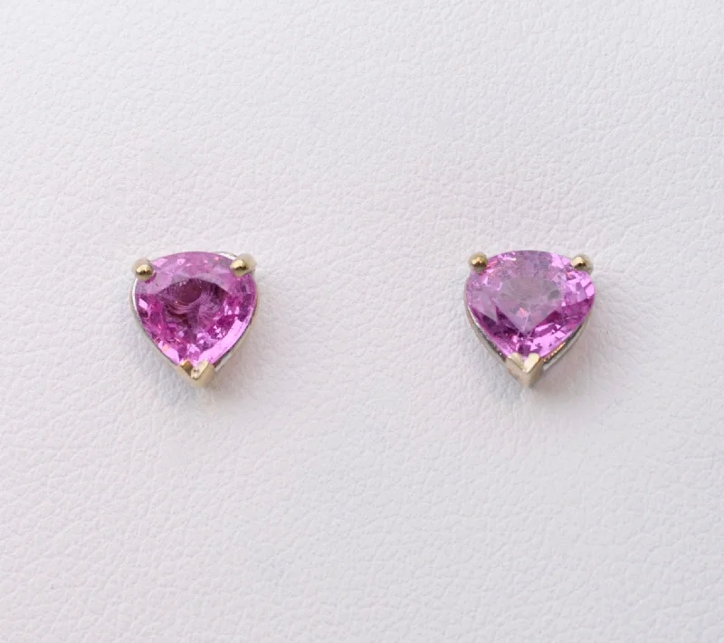 Unique Earrings for Every Day-Pink Sapphire Post Earrings in 14K White Gold