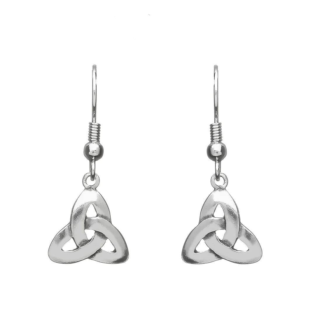 Minimalist Earrings for Daily Wear-Celtic Trinity Knot Pewter Drop Earrings by Celtic Legends / Amethyst Irish Jewellery