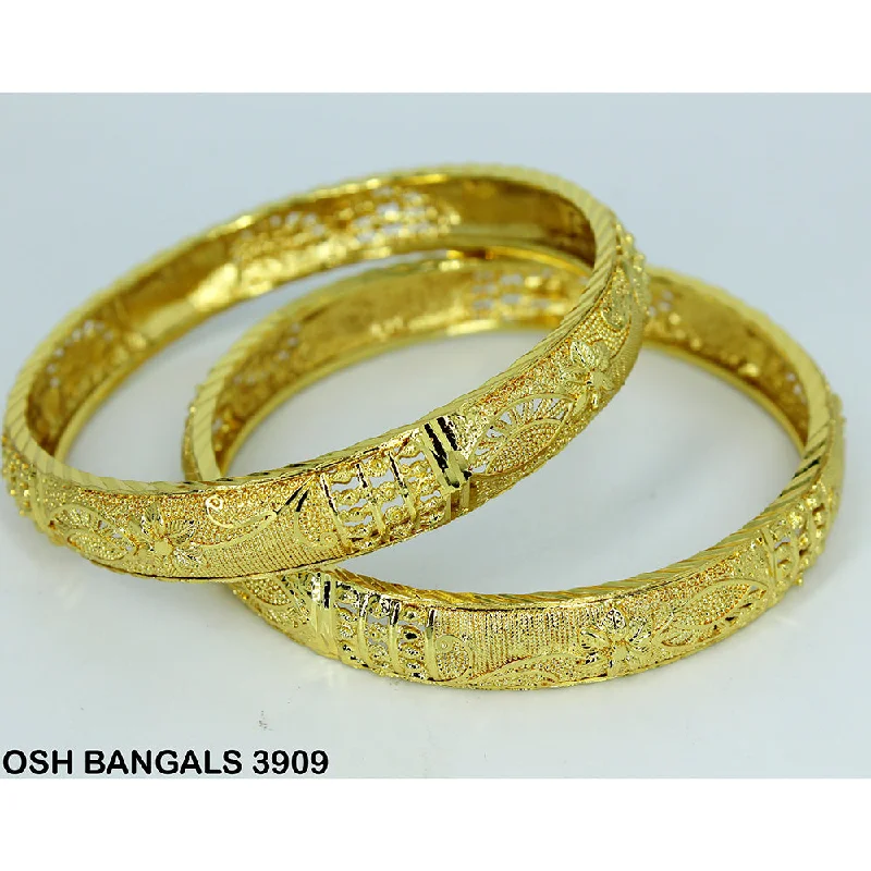 Traditional Indian Bangles for Weddings-Mahavir Forming Gold Plated Bangle Set - OSH BANGALS 3909