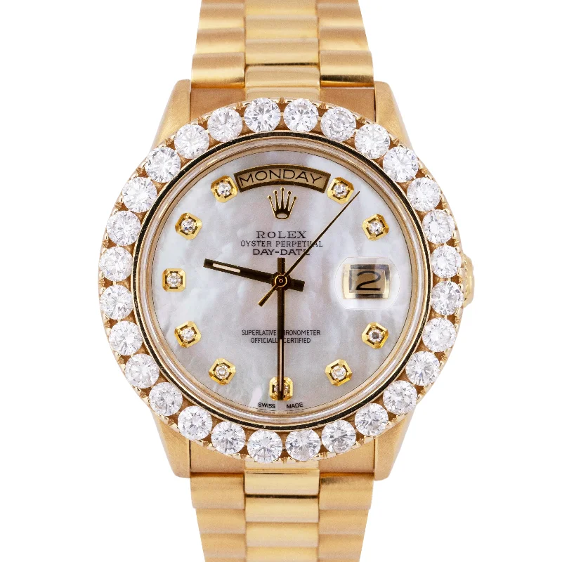 Women's Designer Watches for Fashion-Rolex Day-Date President 36mm MOP DIAMOND 18K Yellow Gold Automatic Watch 18038