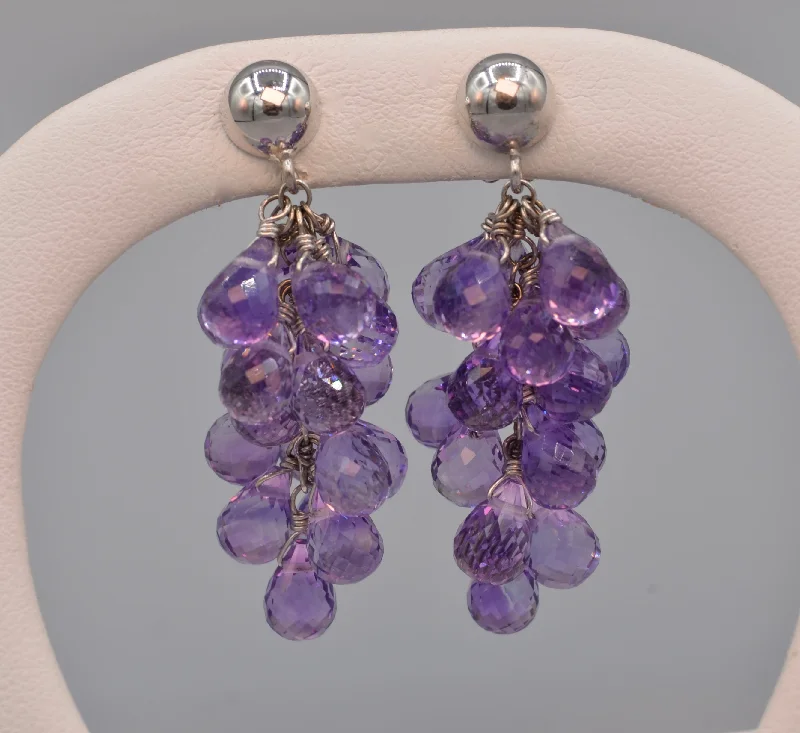 Trendy Earrings for Special Occasions-18K white gold grape cluster earrings