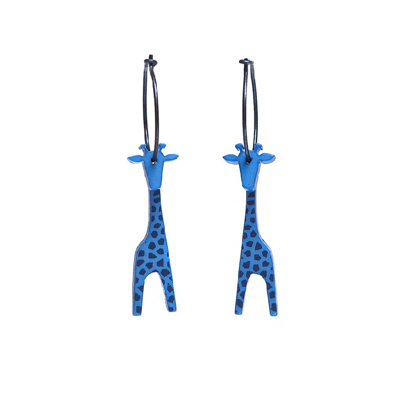 Luxury Stud Earrings for Women-Lene Lundberg K Form Turquoise Blue Giraffe Earrings