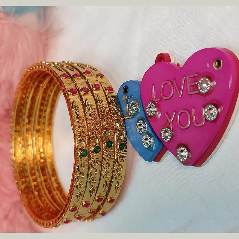 Personalized Bangle for Your Loved One-Gold Plated Pota Stone Bangles Set