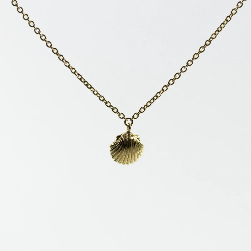 Gold Heart Necklace for Gifts-Gold Vermeil Shell Necklace