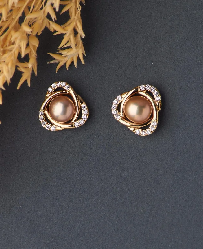 Ethnic Drop Earrings for Festivals-Tricon Flory Stud Pearl Earring