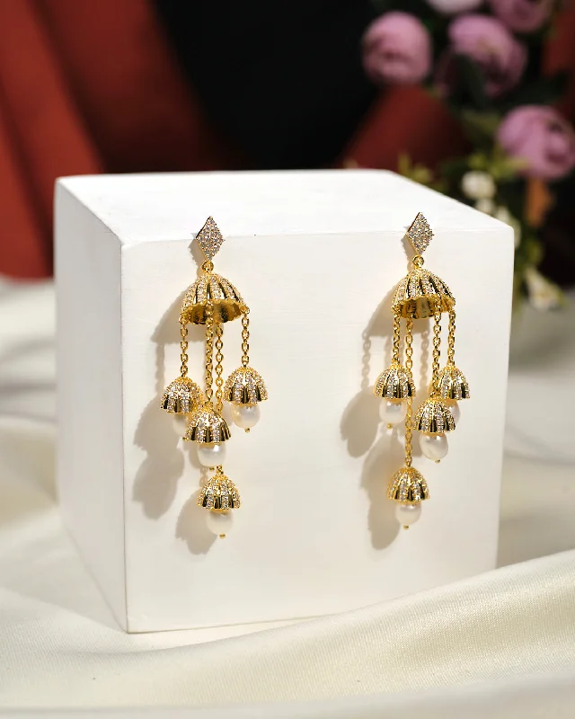 Geometric Gold Earrings-The Embellished Radiance Earrings