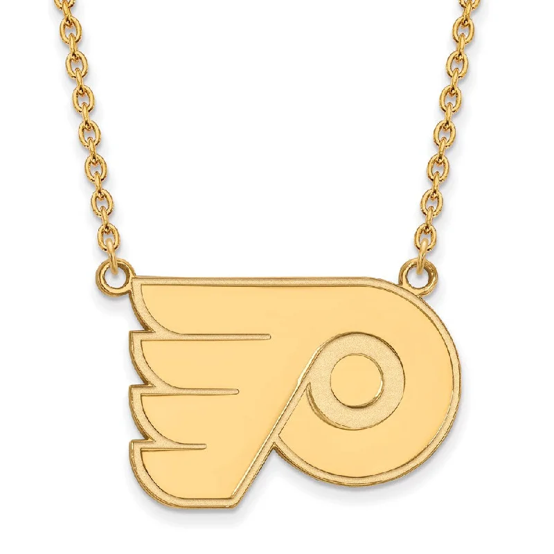 Diamond Choker Necklace for Glamour-14k Yellow Gold NHL Philadelphia Flyers Large Necklace, 18 Inch