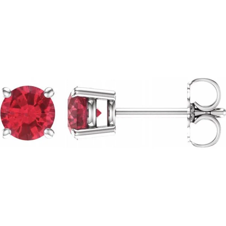 Fashion Forward Earrings for Teen Girls-14K White 5 mm Lab-Grown Ruby Stud Earrings