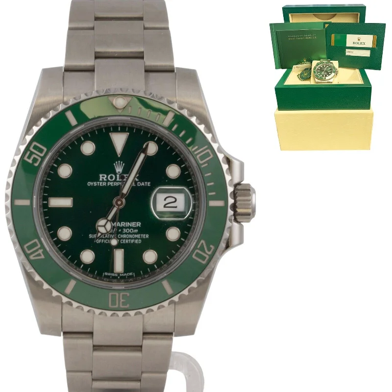 Classic Watches with Gold and Silver Design-2018 Rolex Submariner HULK Green Stainless Steel 40mm Watch 116610LV BOX PAPERS