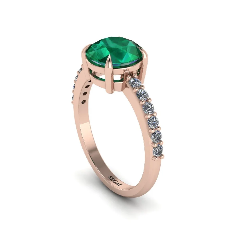 Silver Wedding Ring for Couples-Traditional Emerald Engagement Ring - Elaine No. 5