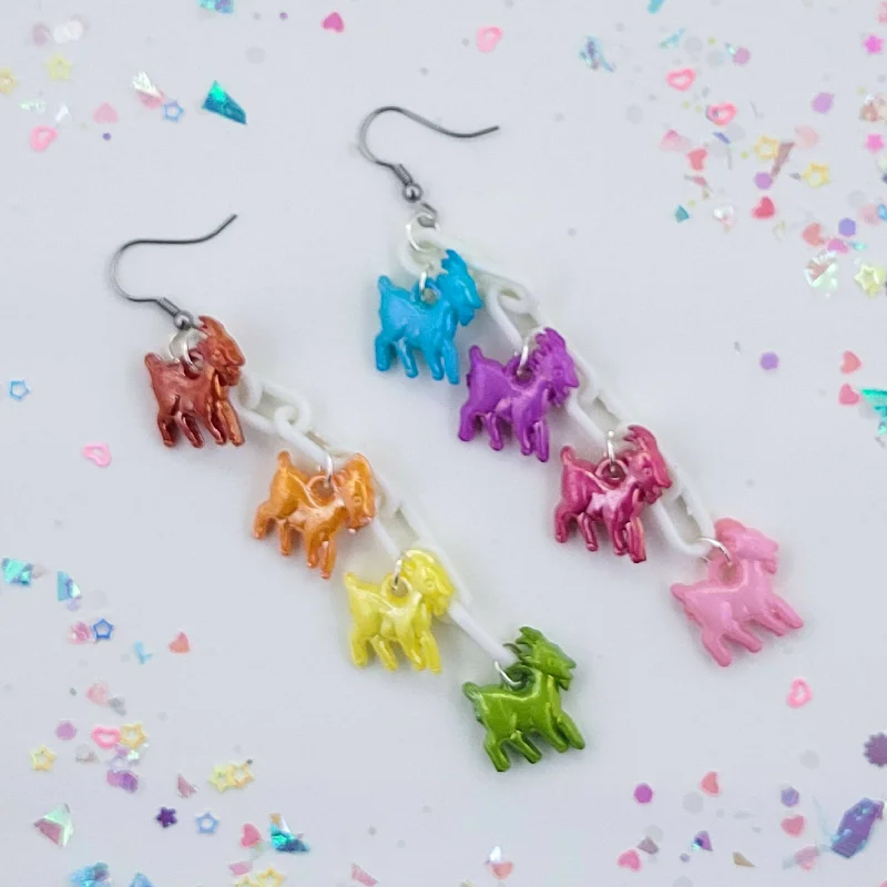 Silver Hoop Earrings-GOAT Rainbow Earrings