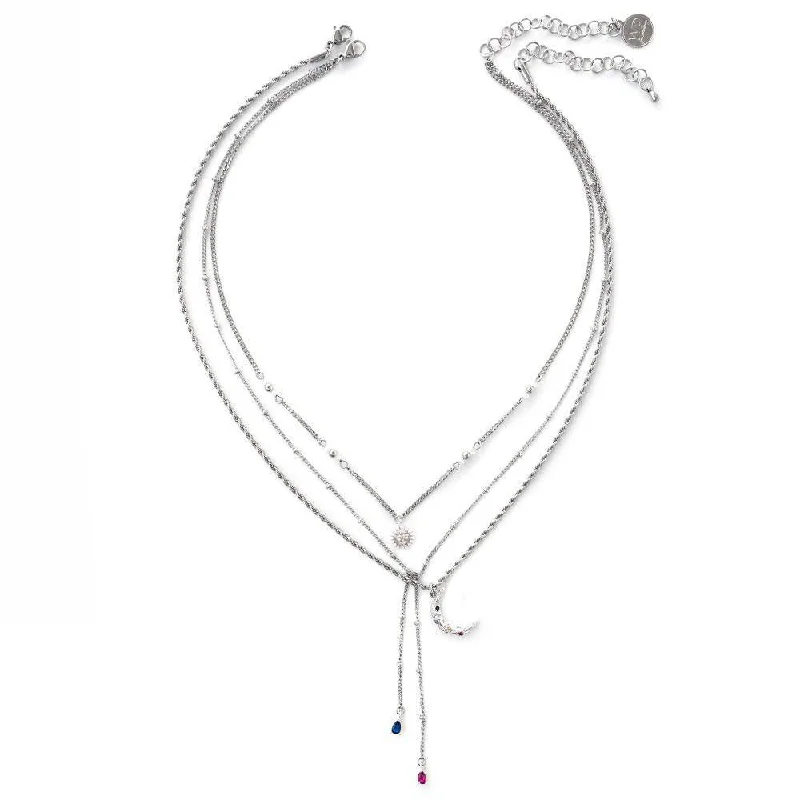 Statement Necklace for Women-Solune Silver Necklace