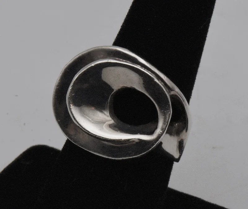 Custom Ring for Proposal-Vintage Handmade Sterling Silver Freeform Ring - Size 7.5