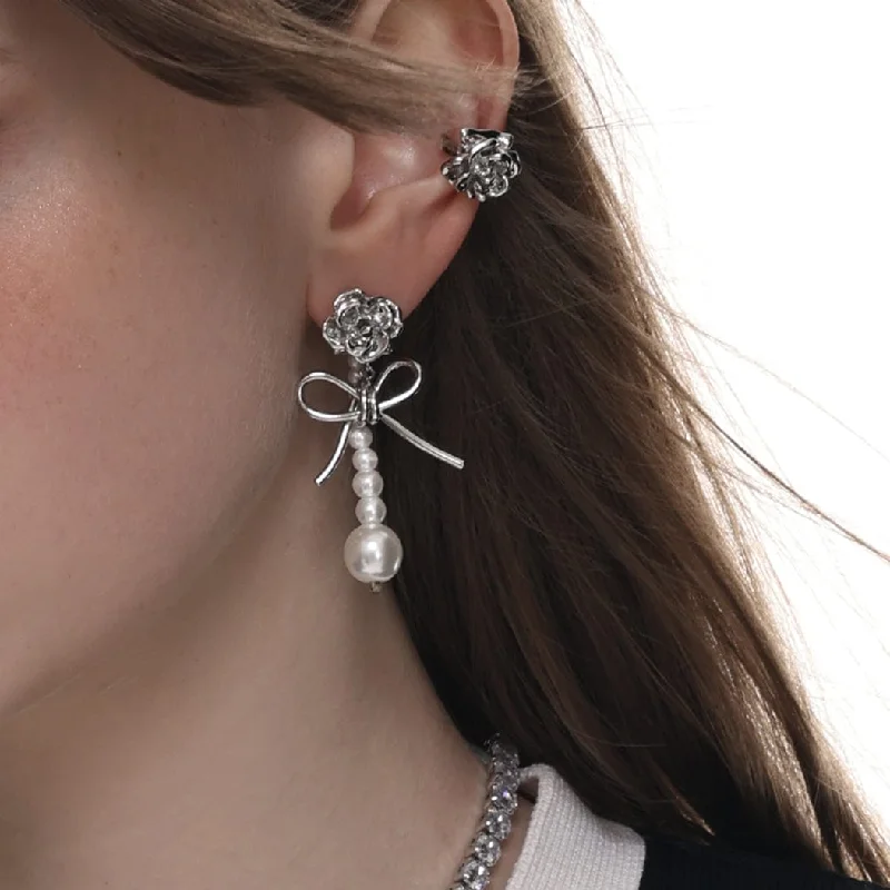 Crystal Earrings for Parties-Women's Lolita Bowknot Rose Beaded Earrings