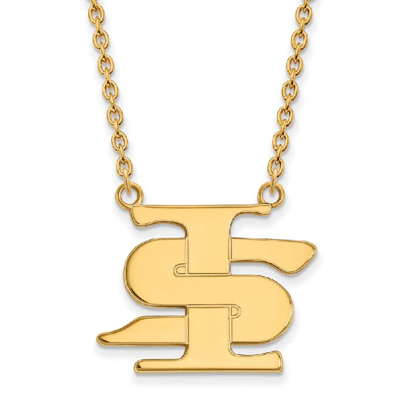 Layered Gold Necklace for Trendy Look-10k Yellow Gold Indiana State Large Pendant Necklace