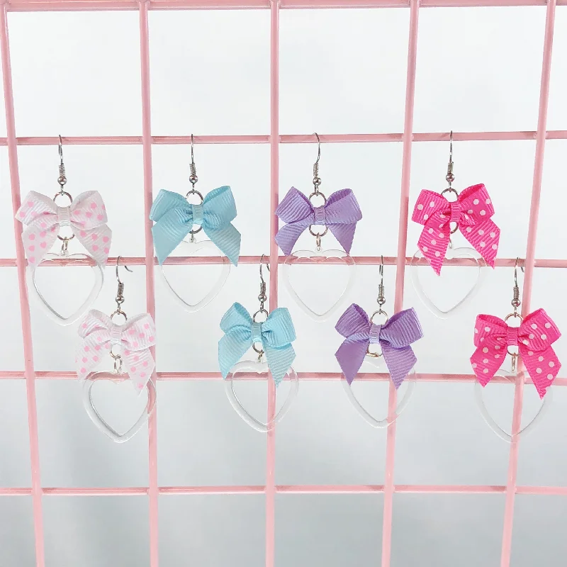 Drop Earrings for Formal Occasions-Plastic Heart Earrings (4 Colors)