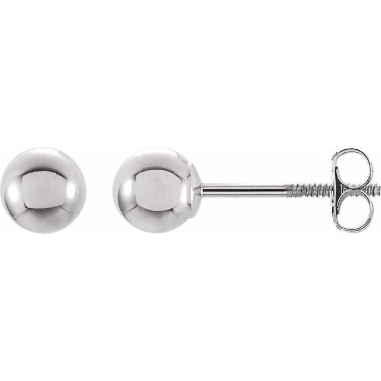 Fashionable Stud Earrings for Women-14K White 4 mm Ball Stud Earrings