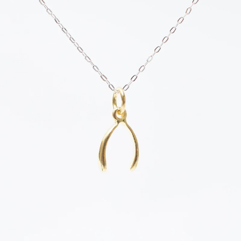 Necklaces with Initials-Gold Vermeil Cutout Wishbone Necklace