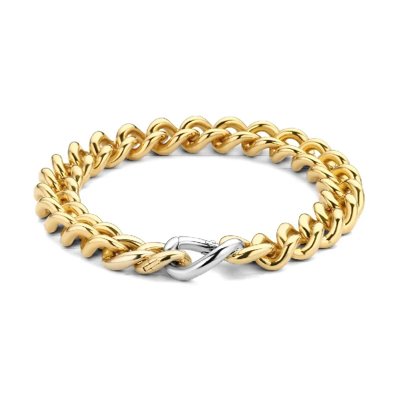 Luxury Gold Bracelet for Brides-GOLD PLATED STERLING SILVER CURB BRACELET