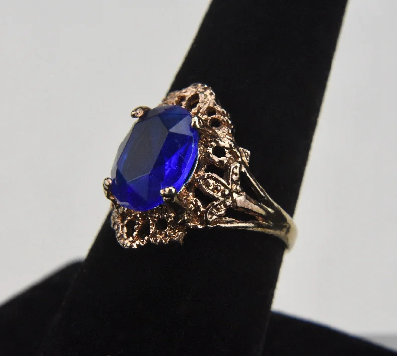 Black Diamond Ring for Men-Simulated Sapphire Costume Ring - Size 8