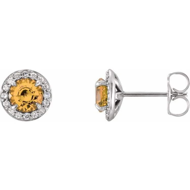 Chic Drop Earrings-14K White 3.5 mm Natural Citrine & 1/8 CTW Natural Diamond Earrings