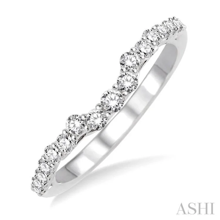 Designer Wedding Band for Women-3/8 Ctw Round Cut Diamond Wedding Band in 14K White Gold