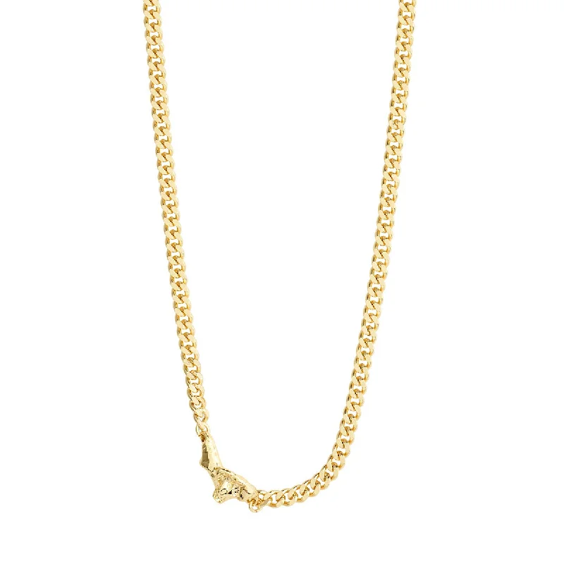 Elegant Necklace for Bridesmaids-Breathe Gold Plated Curb Chain Necklace