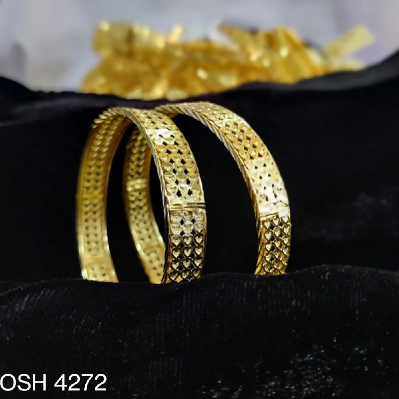 Custom Wedding Bangles for Bride-to-be-Mahavir Forming Gold Plated Bangle Set - OSH BANGALS 4272