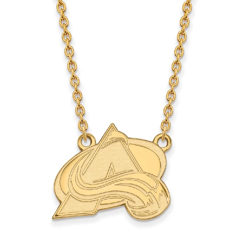 Unique Handmade Necklace-SS 14k Yellow Gold Plated NHL Colorado Avalanche LG Necklace, 18 Inch