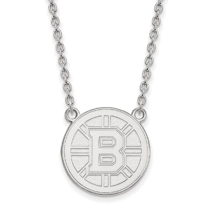 Personalized Name Necklace-10k White Gold NHL Boston Bruins Large Necklace, 18 Inch