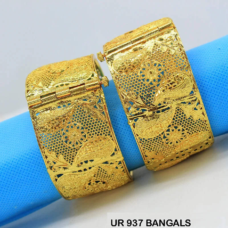 Adjustable Gold Bangles for Women-Mahavir Forming Gold Plated Bangle Set - UR 937 BANGALS