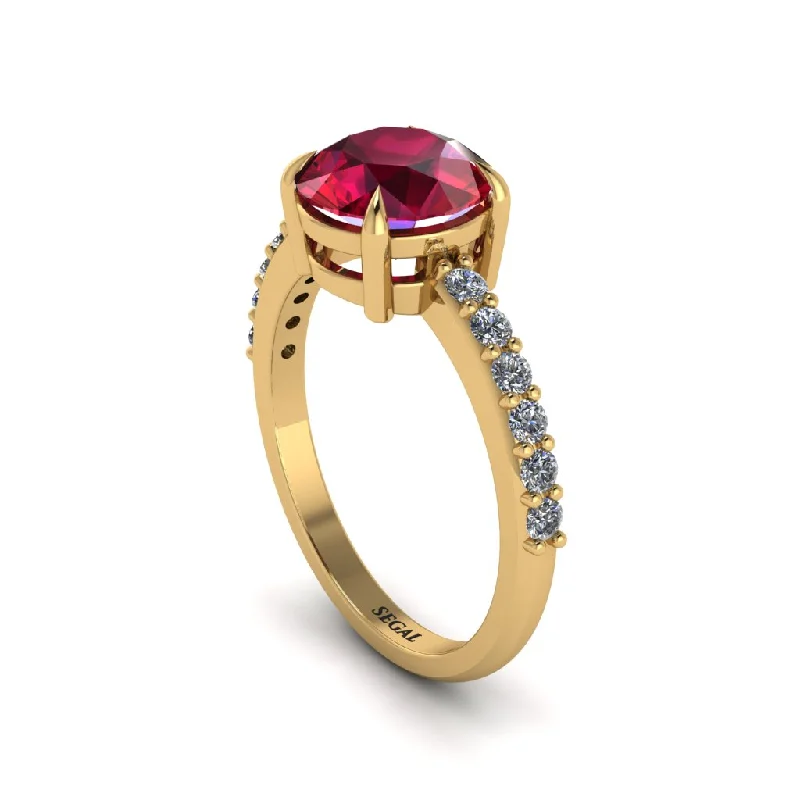 Simple Wedding Band for Women-Traditional Ruby Engagement Ring - Elaine No. 10