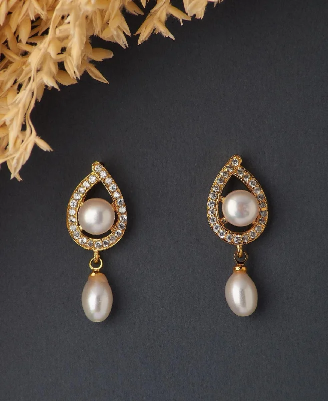 Silver Earrings for Women with Sensitive Skin-Trendy Pearl Hanging Earring