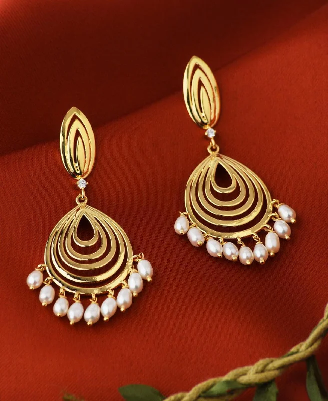 Sparkling Earrings for Special Occasions-Traditional Pearl Hanging Jhumka