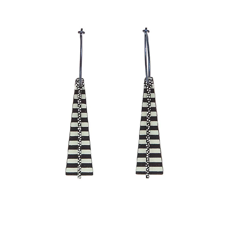 Glamorous Earrings for Night Life-Lene Lundberg K Form Abstract Tapered Striped Earrings