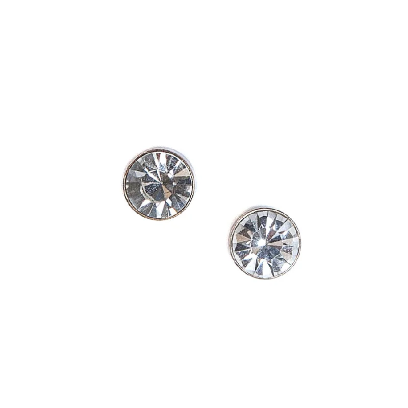 Soft Silver Earrings for Sensitive Ears-Lovett Clear Silver-Finish Crystal Stud Earrings