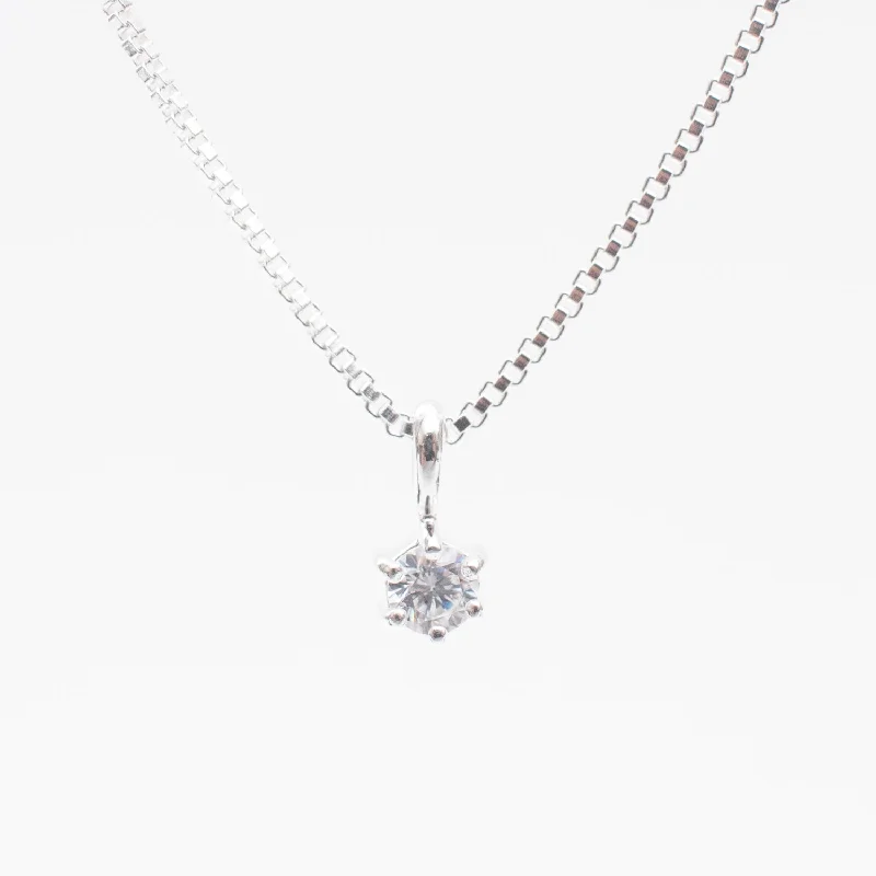 Layered Chain Necklace for Fashionistas-Silver Round Claw Set Cubic Zirconia Necklace