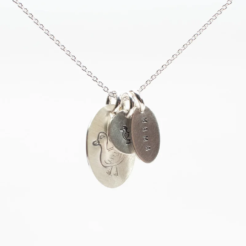 Classic Choker Necklace for Women-Mama Duck Silver Necklace