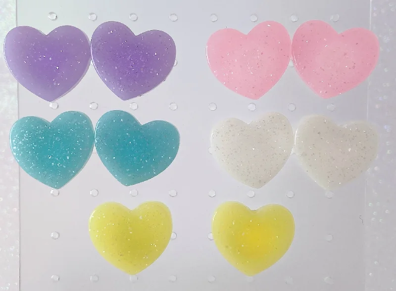 Custom Diamond Earrings-Instant Shipping! Glitter Heart Earrings (5 Colors)